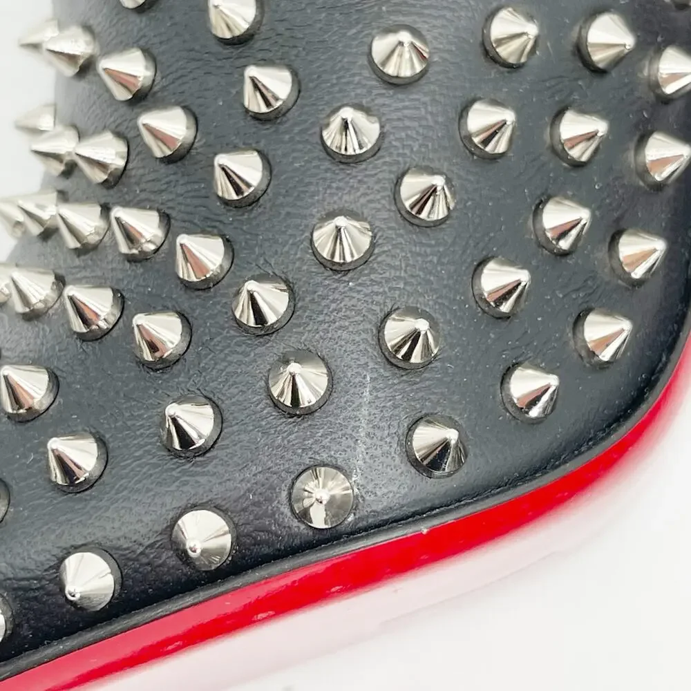 Christian Louboutin Black Condora Booty Spiked Leather Heeled Ankle Boots EU 40